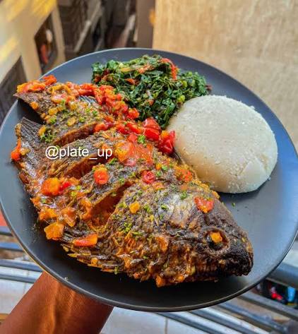 Wet fry + Ugali + Greens